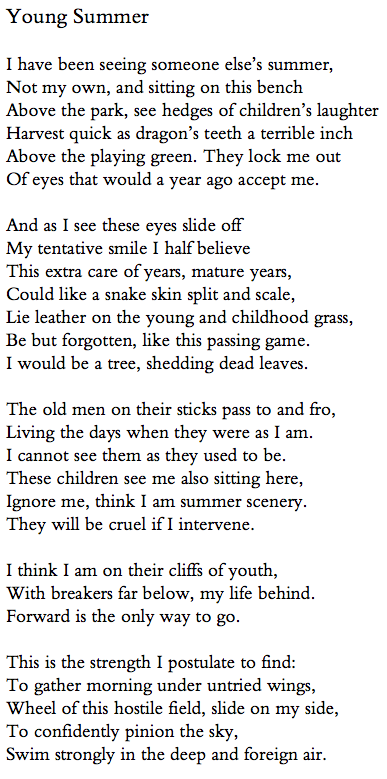 Leslie Norris Friday Poem Young Summer